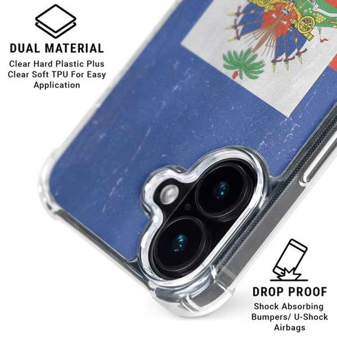 Haiti Flag Distressed iPhone 17 Clear Case